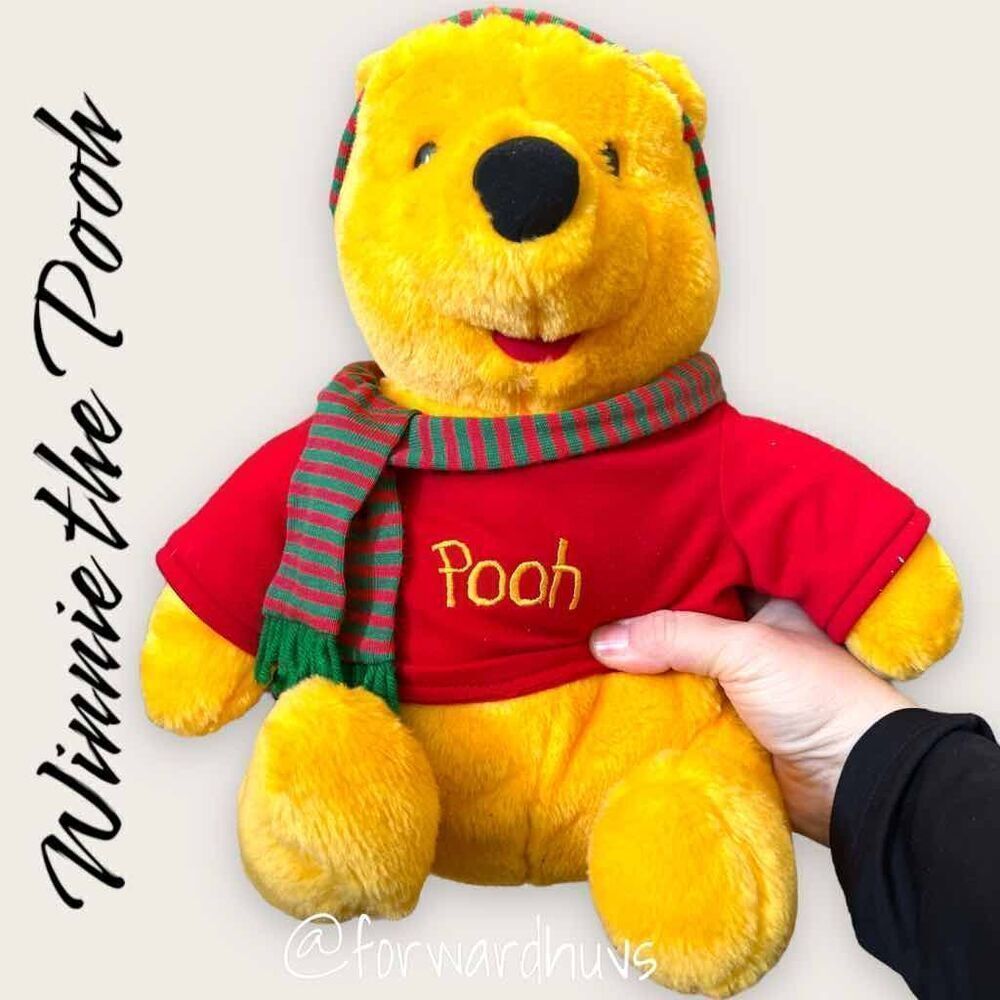 Vintage Mattel Winnie The Pooh Christmas Plush - 14" with Festive Attire